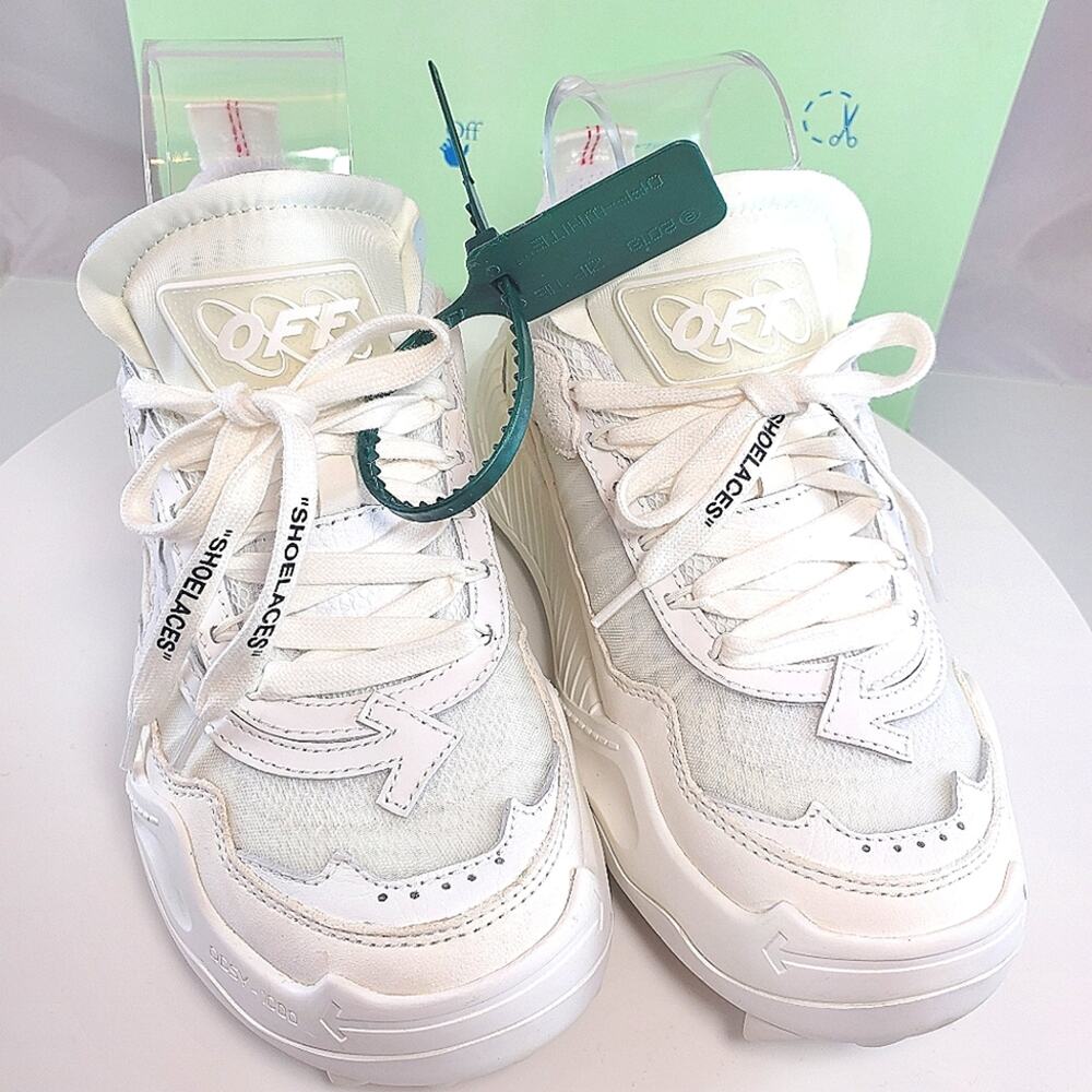 NWT$850 OFF-WHITE Arrow White Odsy 1000 Volcanized Logo Sneakers Sz 38 (8o